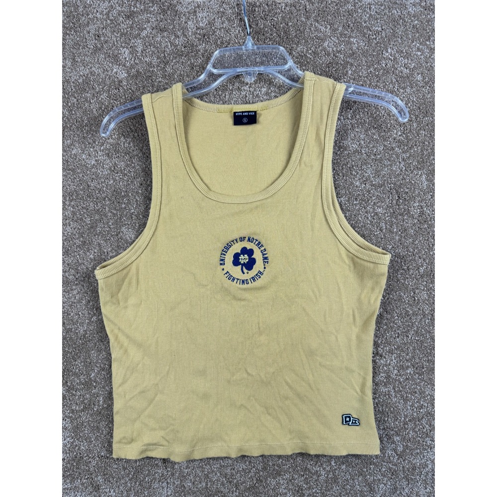 Hype and Vice Notre Dame Fighting Irish Ribbed Tank Top Mustard Yellow Large L